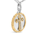 14K Yellow Gold Plated Sterling Silver 1/10 Cttw Diamond Cross Medallion Pendant Necklace-3