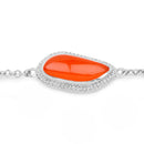 5.50 Carat Genuine Carnelian And White Topaz .925 Sterling Silver Bracelet-3