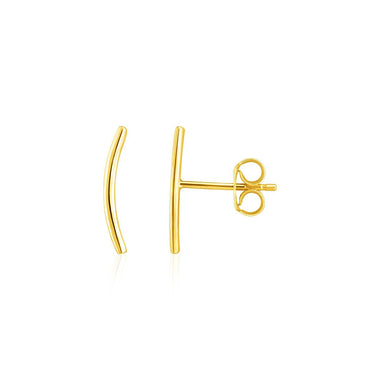 14k Yellow Gold Curve Climber Post Earrings - 0
