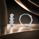 925 Sterling Silver Earrings with Pavé Setting, Size: 13*5mm, for Women-3