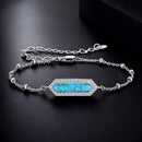 925 Sterling Silver White Gold Plated Bracelets with Synthetic Turquoise for Women-1