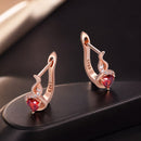 925 Sterling Silver Rose Gold Plated Earrings with CZ in Pavé Setting-2