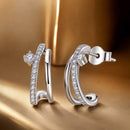925 Sterling Silver Moissanite Earrings for Women - 1.4x0.5cm, Pavé Setting-1