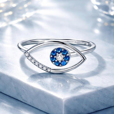 925 Sterling Silver Oxidized Ring with Pavé Setting CZ, 0.9*1.6 cm for Women - 0
