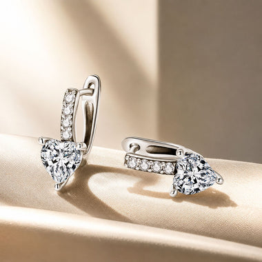 925 Sterling Silver Oxidized Earrings with CZ for Women - 1.7x0.7cm - 0