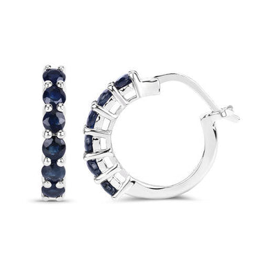1.32 Carat Genuine Blue Sapphire .925 Sterling Silver Earrings - 0