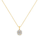 14K Yellow Gold 2.00 Cttw Brilliant Round-Cut Diamond 7 Stone Flower Cluster 18" Pendant Necklace (H-I Color, SI2-I1 Clarity)-2