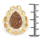 5.14 Carat Genuine Bronze Drusy and Citrine .925 Sterling Silver Ring-3