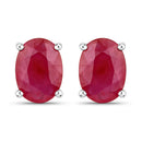 1.70 Carat Genuine Ruby 14K White Gold Earrings-1