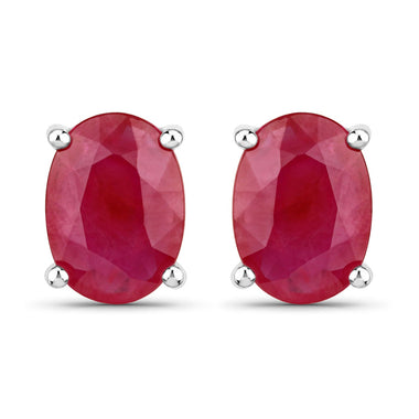 1.70 Carat Genuine Ruby 14K White Gold Earrings