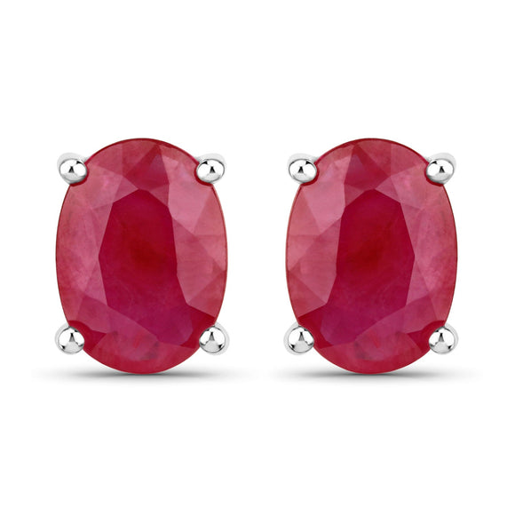1.70 Carat Genuine Ruby 14K White Gold Earrings