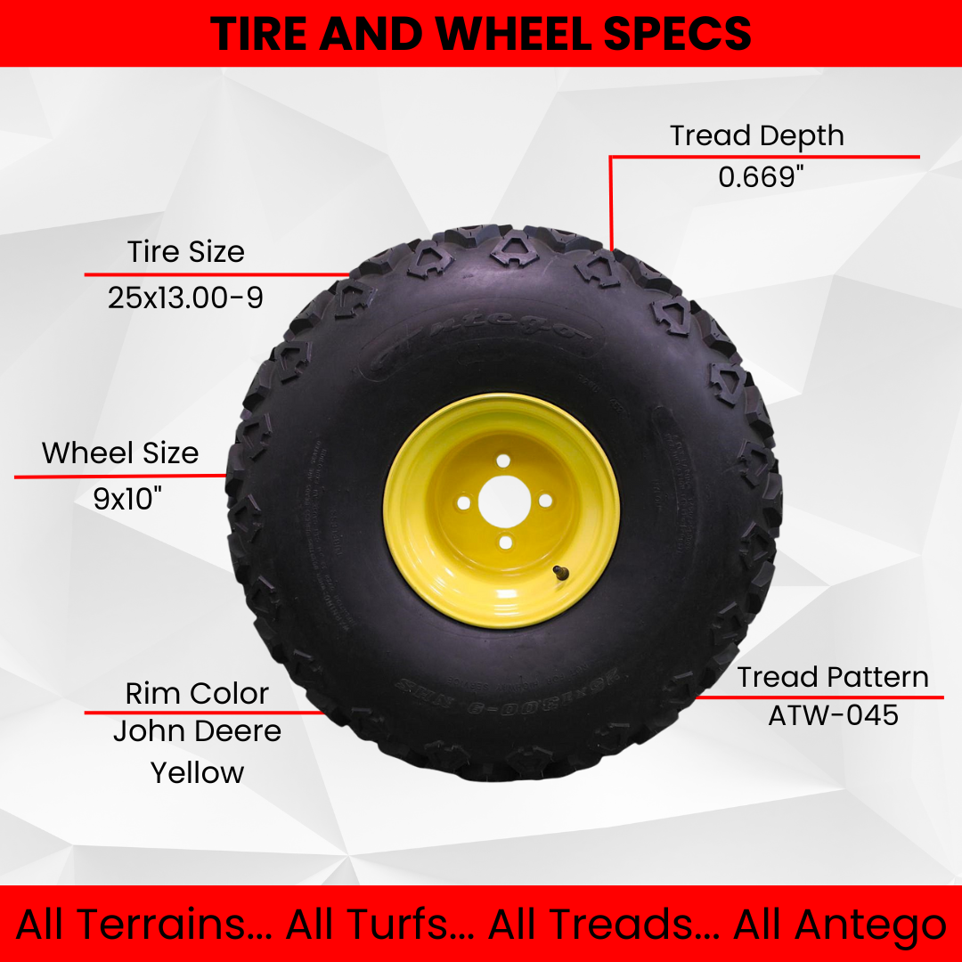 25x13.00-9 John Deere Gator Rear Wheel and Tire Assy Perfectly Replaces AM143569 M118819.