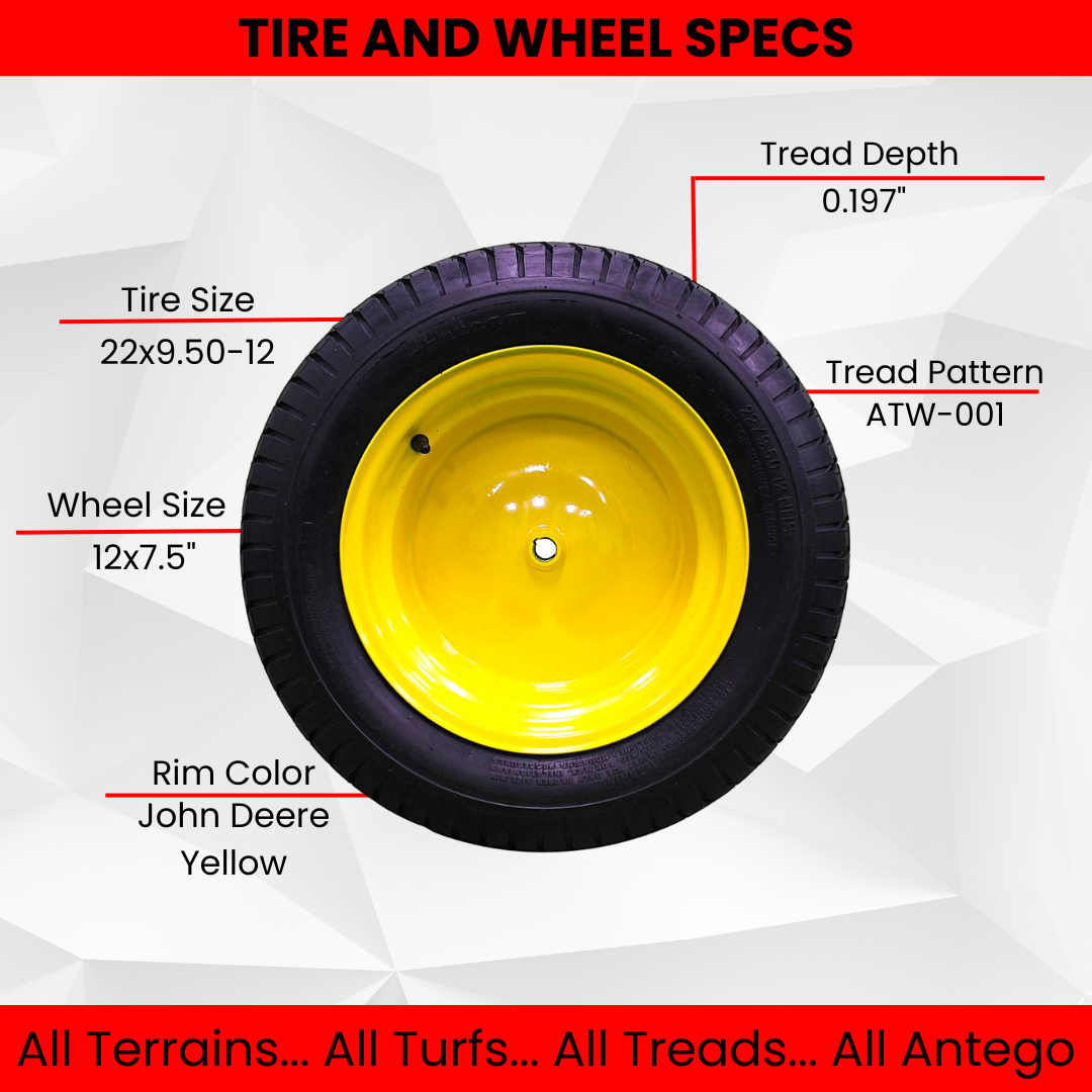 22x9.50-12 4 Ply Turf Tires & Wheels for John Deere Lawn & Garden Mower Turf Tires (Set of Two).