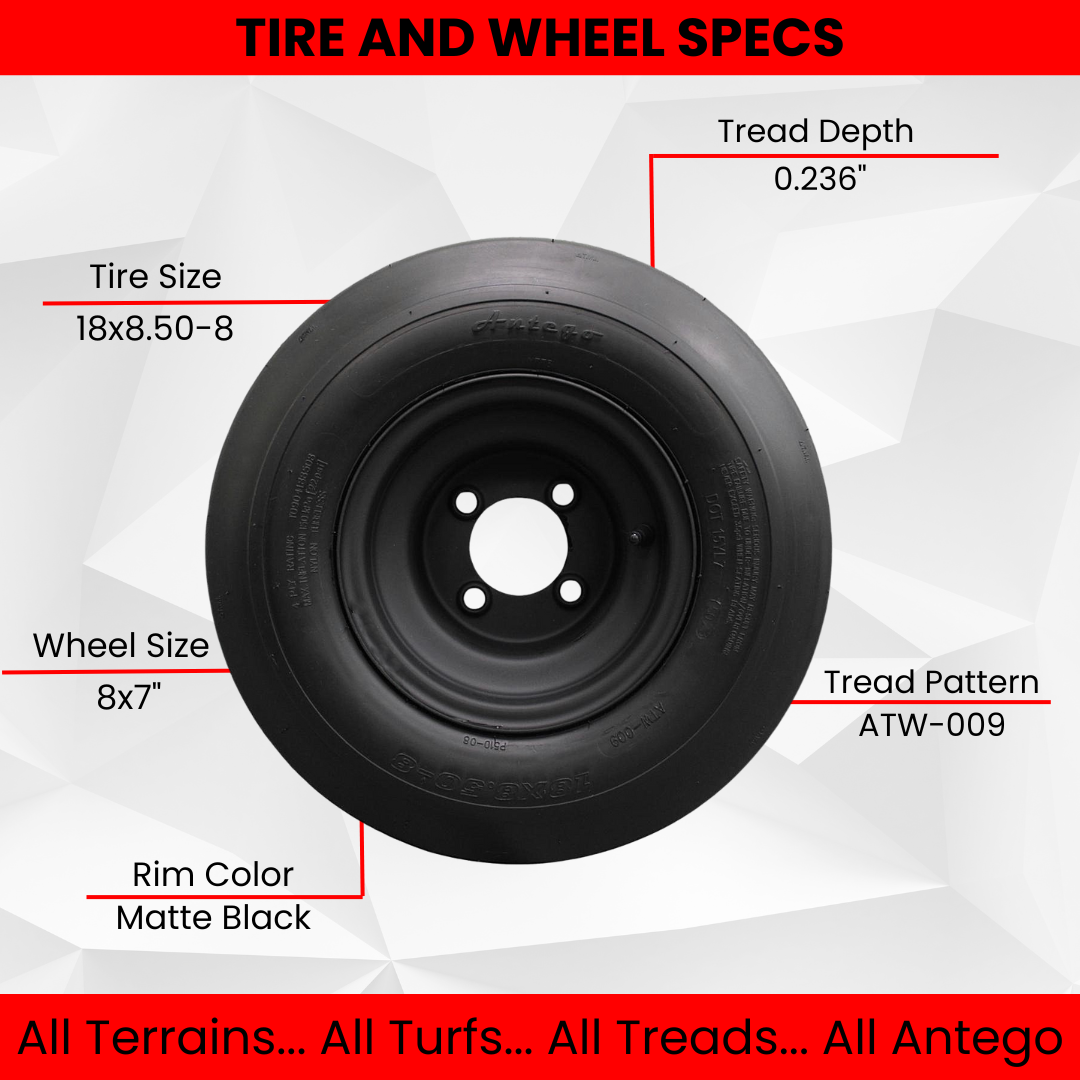 18x8.50-8 with 8x7 Matte Black Wheel  for Lawn mower and Golf application..