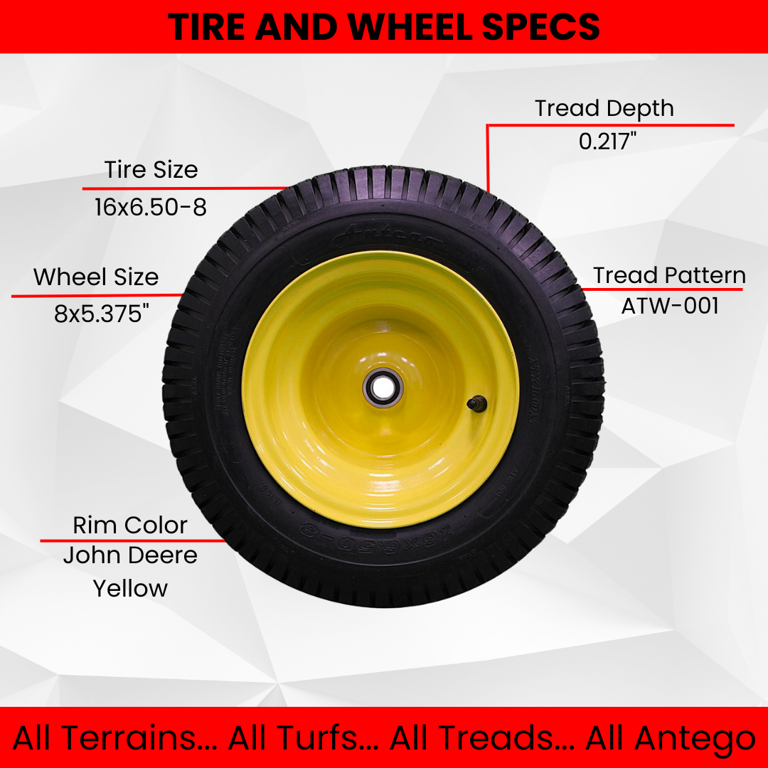 16x6.50-8 Tires & Wheels 4 Ply for Lawn & Garden Mower Turf Tires .75" Bearing (Set of 2).