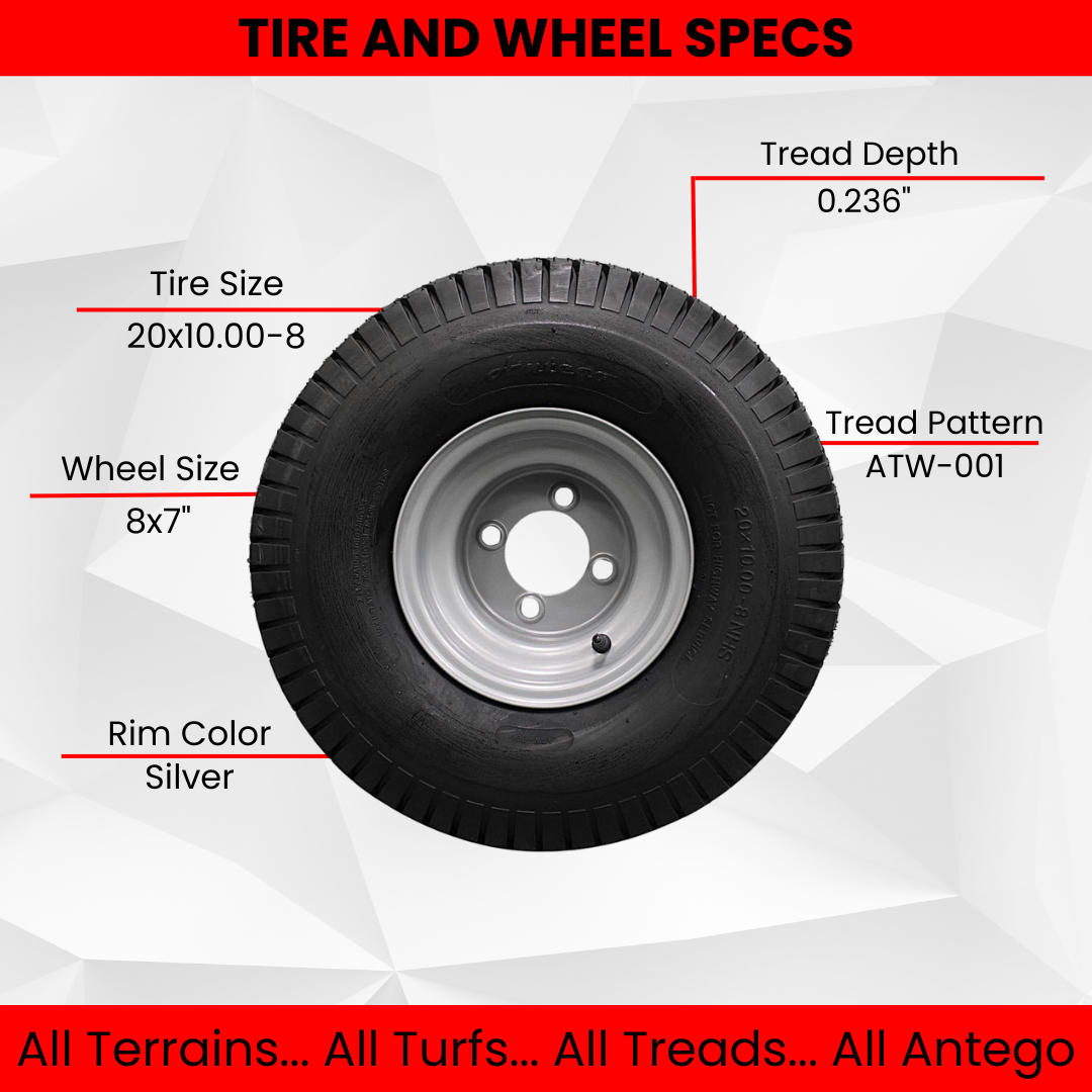 (Set of 2) (ATW-001) 20x10.00-8 Tires & Wheels 4 Ply for Lawn & Garden Mower (Compatible with Husqvarna).