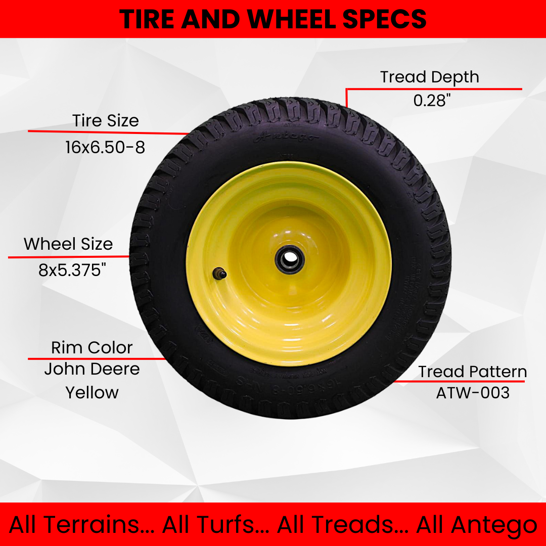 (Qty:1) 16x6.50-8 Turf Tire & Wheel Assembly .75 Precision Ball Bearing - ATW-003