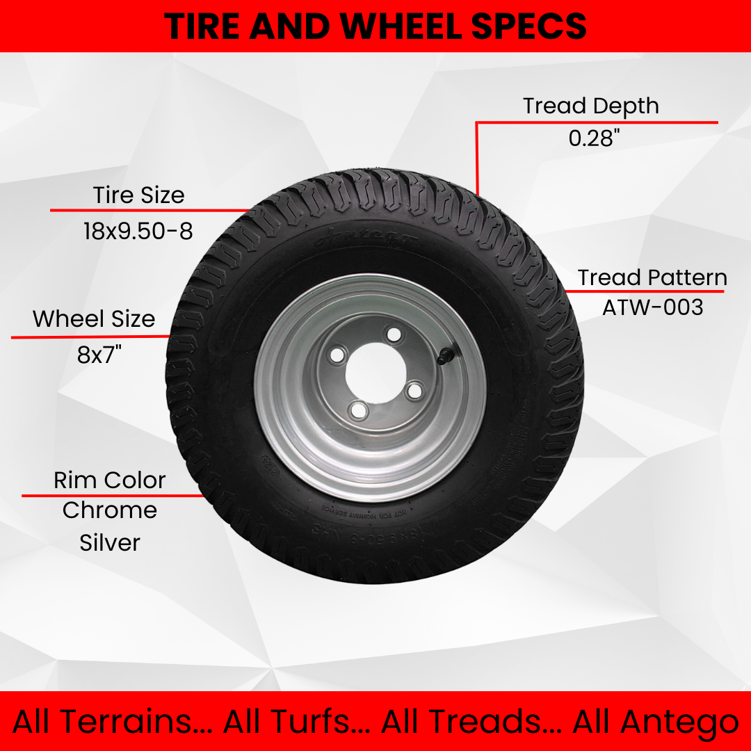 18x9.50-8 Tire and Wheel Assemblies Compatible with Hustler, Husqvarna, and Golf Carts (Set of 2).