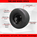 13x6.50-6 Semi-Pneumatic Flat Free Smooth with 6x4.5 Black Wheel (Set of Two).