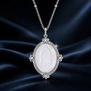 925 Sterling Silver Necklace with White Gold Plating, 40+5cm Length, CZ & Mother of Pearl Pendant for Women-1