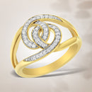 14K Yellow Gold Plated .925 Sterling Silver 1/4 Cttw Diamond Interlocking Loop Open Shank Bypass Ring (I-J Color, I1-I2 Clarity) - Size 7-1