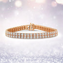 14K Rose Gold 3.0 Cttw Lab Grown Diamond Two Row Milgrain 7" Inch Tennis Bracelet (G-H Color, VS2-SI1 Clarity)-1