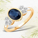 1.56 Carat Genuine Blue Sapphire and White Diamond 14K Yellow Gold Ring-3