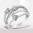 .925 Sterling Silver 1/5 Cttw Miracle-Set Diamond Heart Cross-Over Bypass Ring (I-J Color, I2-I3 Clarity) - Size 7-1