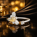 925 Sterling Silver White Gold Plated Jade Ring with CZ for Women-2