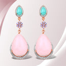18K Rose Gold Plated 31.93 Carat Genuine Multi Stones .925 Sterling Silver Earrings-1