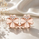 925 Sterling Silver Earrings with Pavé Setting CZ in Rose Gold 0.9x0.7cm for Women-1