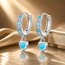 925 Sterling Silver Earrings with Synthetic Turquoise and CZ - White Gold Plated-1