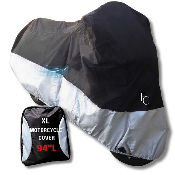 Deluxe Motorcycle Cover, All Season & Light Weight (XL) Black