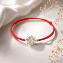 925 Sterling Silver Adjustable Length Bracelet with CZ and Glass Pendant for Women-1