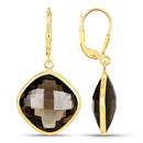 21.40 Carat Genuine Smoky Quartz .925 Sterling Silver Earrings-2