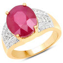 14K Yellow Gold Plated 5.49 Carat Glass Filled Ruby and White Topaz .925 Sterling Silver Ring-1