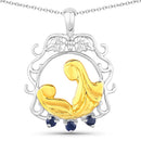 0.12 Carat Genuine Blue Sapphire .925 Sterling Silver Pendant-1