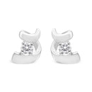 10K White Gold 1/10 Cttw Round Brilliant-Cut Diamond Espira Swirls Solitaire Push Back Stud Earrings (I-J Color, I1-I2 Clarity)-3