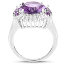 5.20 Carat Genuine Amethyst and White Topaz .925 Sterling Silver Ring-2