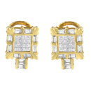 14K Yellow Gold 7/8 Cttw Princess and Baguette-Cut Diamond Square Framed Huggie Hoop Omega Earrings (H-I Color, SI1-SI2 Clarity)-5