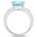 5.75 Carat Genuine Swiss Blue Topaz and White Topaz .925 Sterling Silver Ring-2