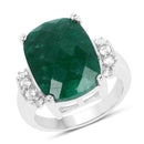 8.50 Carat Dyed Emerald and White Topaz .925 Sterling Silver Ring-1
