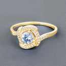 0.46 Carat Genuine Aquamarine and White Diamond 14K Yellow Gold Ring-4