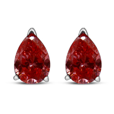 14K White Gold 1/2 Cttw Lab Grown Pink Pear Diamond 3 Prong Set Martini Solitaire Stud Earrings (Pink Color, VS2-SI1 Clarity) - 0