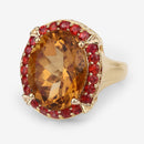 9.38 Carat Genuine Citrine and Orange Sapphire .925 Sterling Silver Ring-4