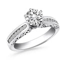 14k White Gold Channel Set Engagement Ring with Engraved Sides-1