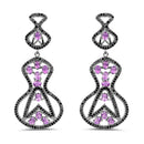 5.30 Carat Genuine Amethyst and Black Spinel .925 Sterling Silver Earrings-1