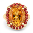 9.38 Carat Genuine Citrine and Orange Sapphire .925 Sterling Silver Ring-3
