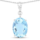 11.25 Carat Genuine Swiss Blue Topaz .925 Sterling Silver Pendant-1