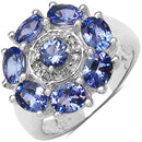 2.58 Carat Genuine Tanzanite & White Topaz .925 Sterling Silver Ring-1